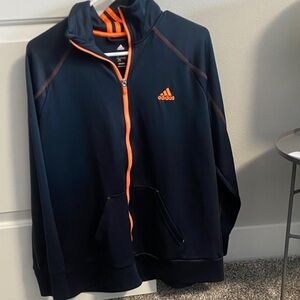 Adidas Dark Blue and Bright Orange Zip up Jacket